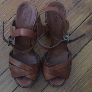 Chloe brown leather heels